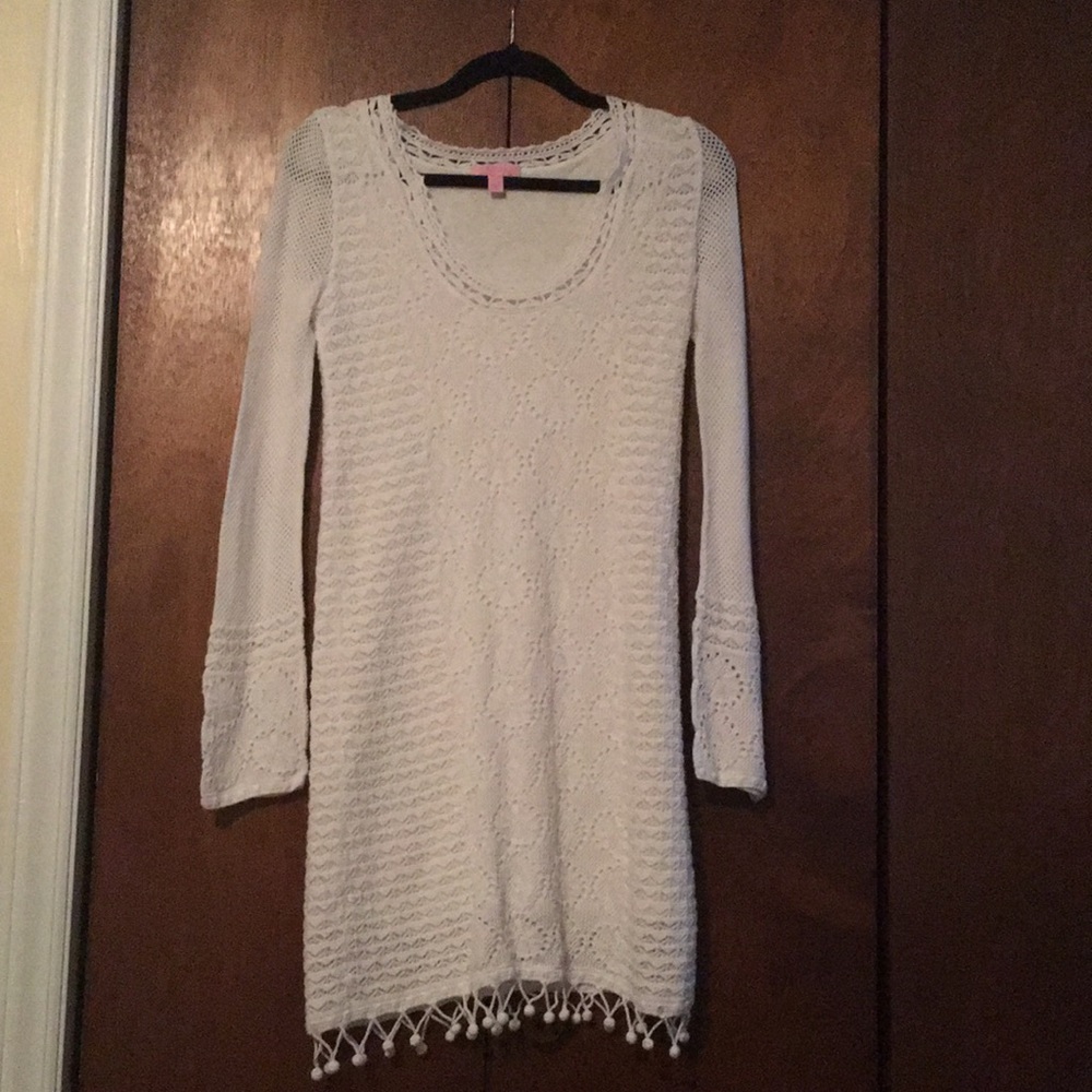 Lilly Pulitzer White Athena Crochet Sweater Dress